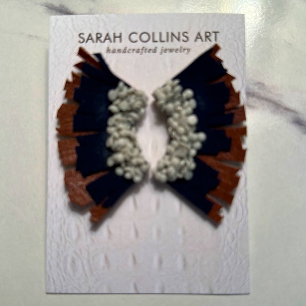 Beaded leather earrings